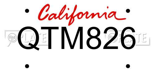 QTM826 California License Plate