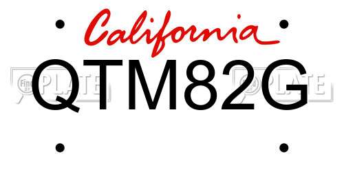 QTM82G California License Plate