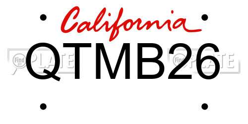 QTMB26 California License Plate
