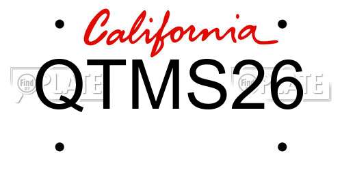 QTMS26 California License Plate