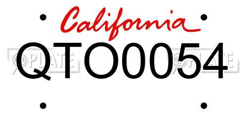 QTO0054 California License Plate
