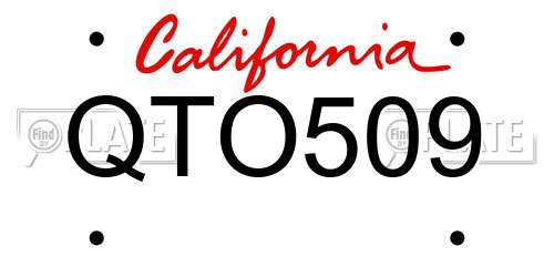 QTO509 California License Plate