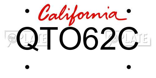 QTO62C California License Plate