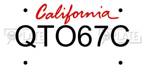 QTO67C California License Plate