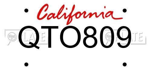 QTO809 California License Plate
