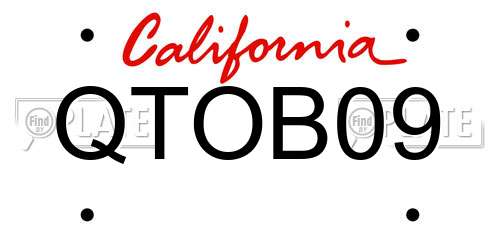 QTOB09 California License Plate