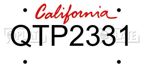 QTP2331 California License Plate