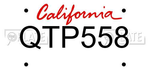 QTP558 California License Plate