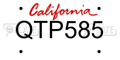 QTP585 California License Plate