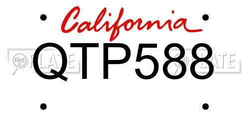 QTP588 California License Plate