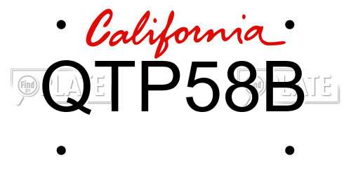 QTP58B California License Plate