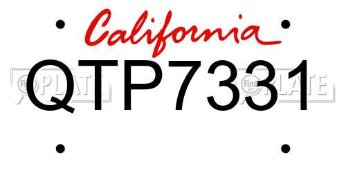 QTP7331 California License Plate