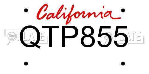 QTP855 California License Plate
