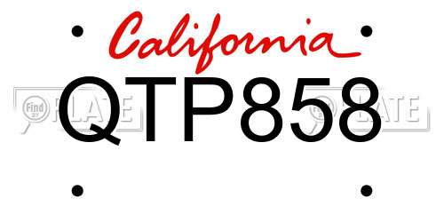QTP858 California License Plate