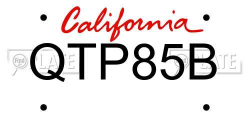 QTP85B California License Plate