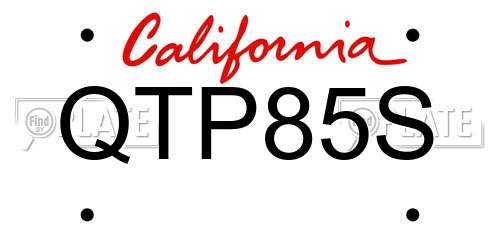 QTP85S California License Plate