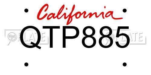 QTP885 California License Plate