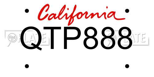 QTP888 California License Plate