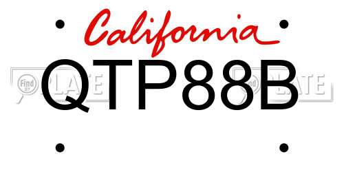 QTP88B California License Plate