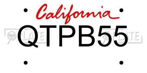 QTPB55 California License Plate