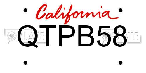 QTPB58 California License Plate