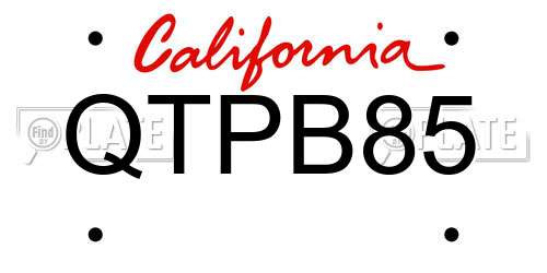 QTPB85 California License Plate