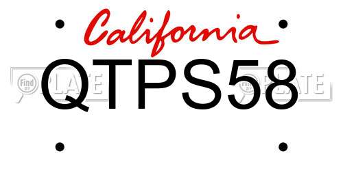 QTPS58 California License Plate