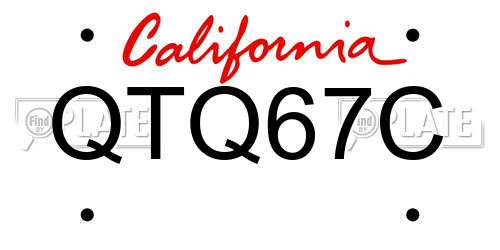 QTQ67C California License Plate