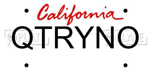 QTRYNO California License Plate
