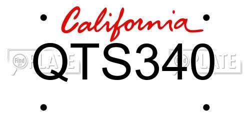 QTS340 California License Plate