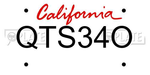 QTS34O California License Plate