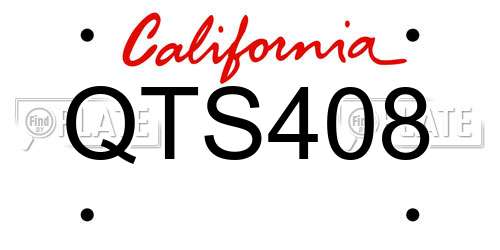 QTS408 California License Plate