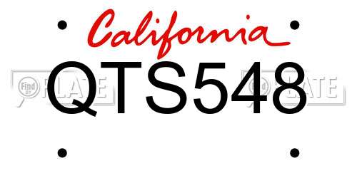 QTS548 California License Plate