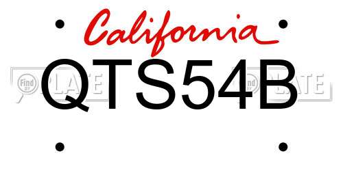 QTS54B California License Plate