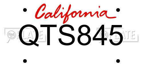 QTS845 California License Plate