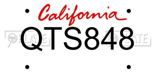 QTS848 California License Plate