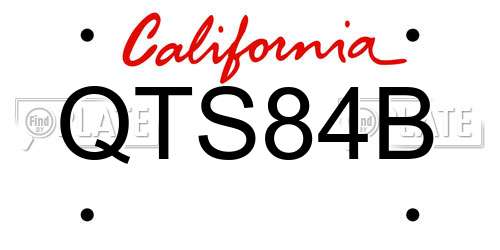 QTS84B California License Plate
