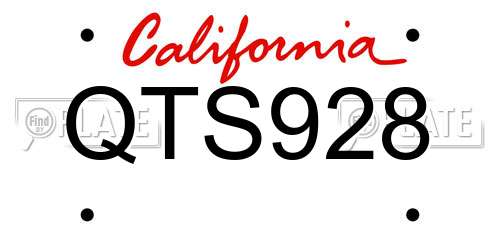 QTS928 California License Plate