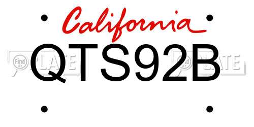 QTS92B California License Plate