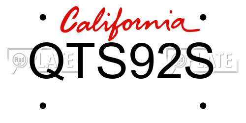 QTS92S California License Plate