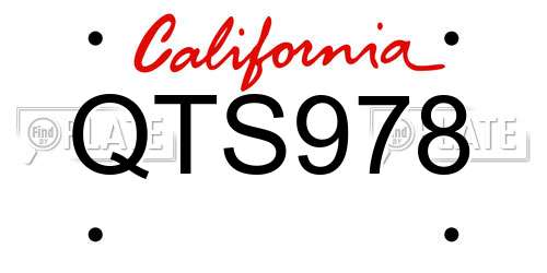 QTS978 California License Plate