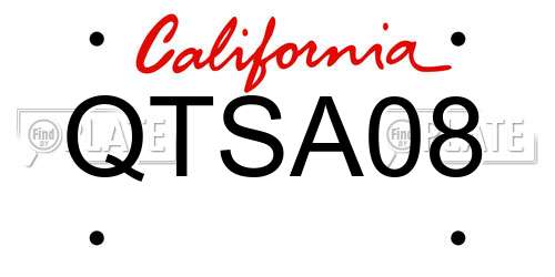 QTSA08 California License Plate