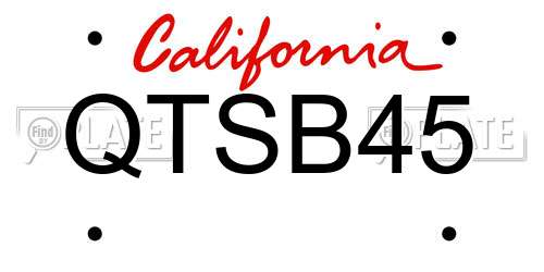 QTSB45 California License Plate