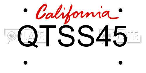 QTSS45 California License Plate