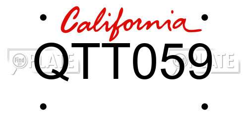 QTT059 California License Plate