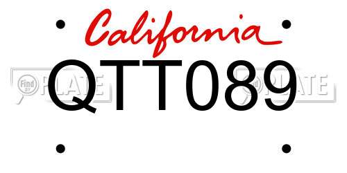 QTT089 California License Plate