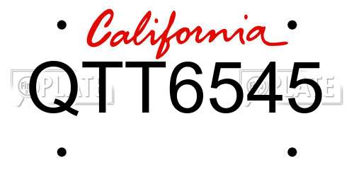 QTT6545 California License Plate