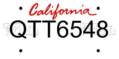 QTT6548 California License Plate