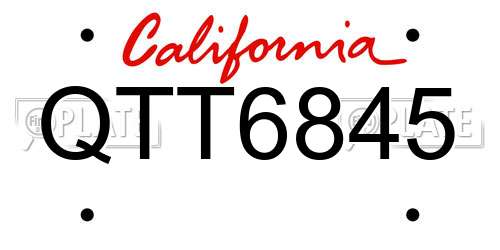 QTT6845 California License Plate