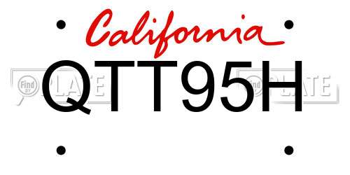 QTT95H California License Plate